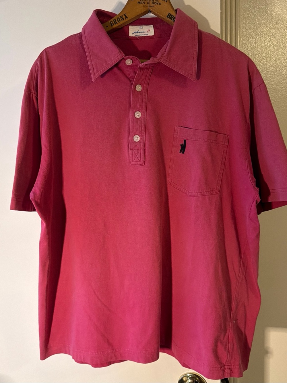 Johnnie-O 4 Button Pocket Polo Shirt Men’s Size L Pink Magenta Old Money Golf